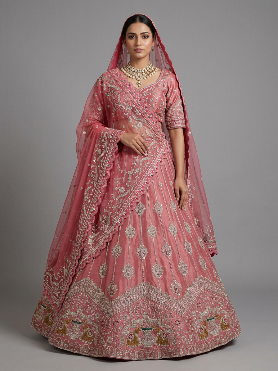 Bridal Lehnga - Roshan Zari - 3 — Model — front view