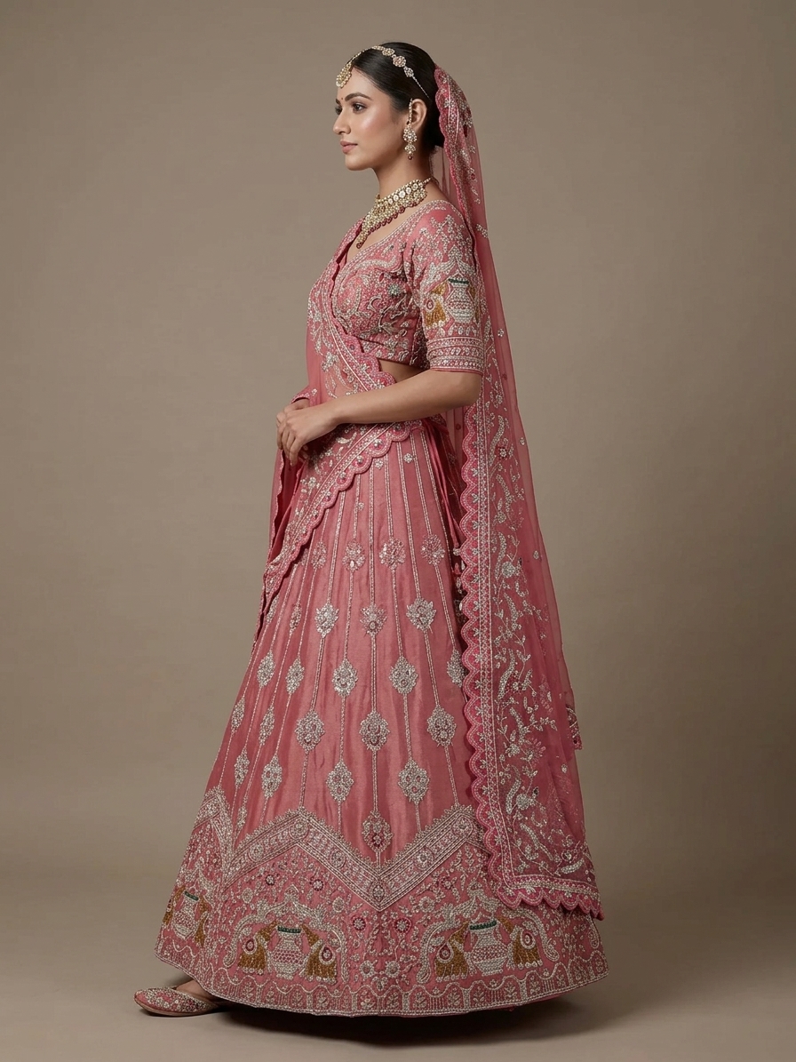 Bridal Lehnga - Roshan Zari - 3 — Model — left side view