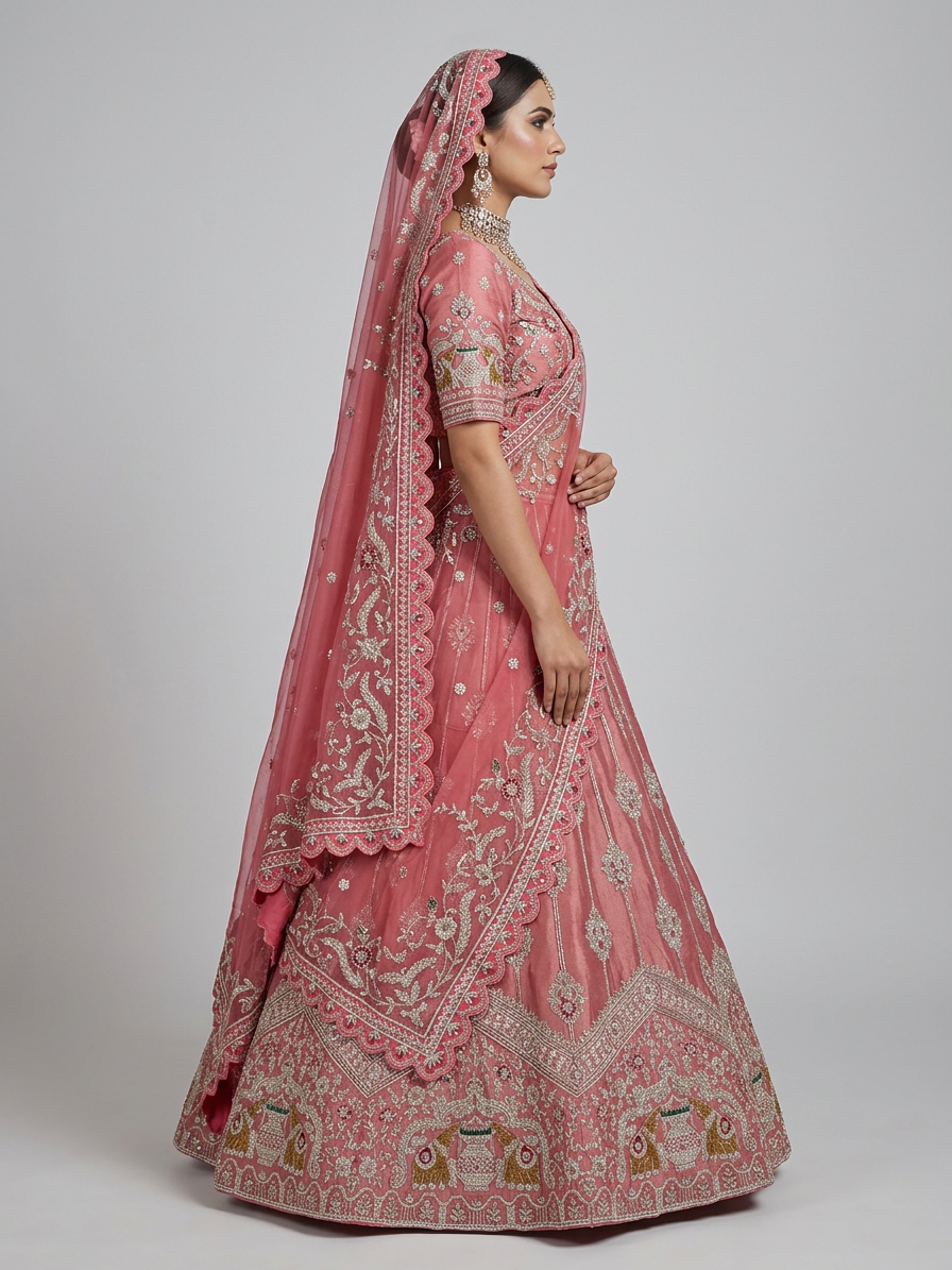 Bridal Lehnga - Roshan Zari - 3 — Model — right side view