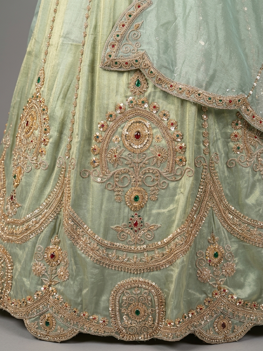 Bridal Lehnga — Macro — work close-up