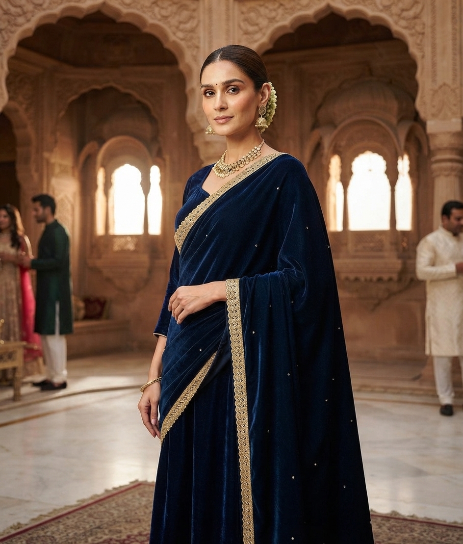 Festive woman wearing it · Heritage haveli