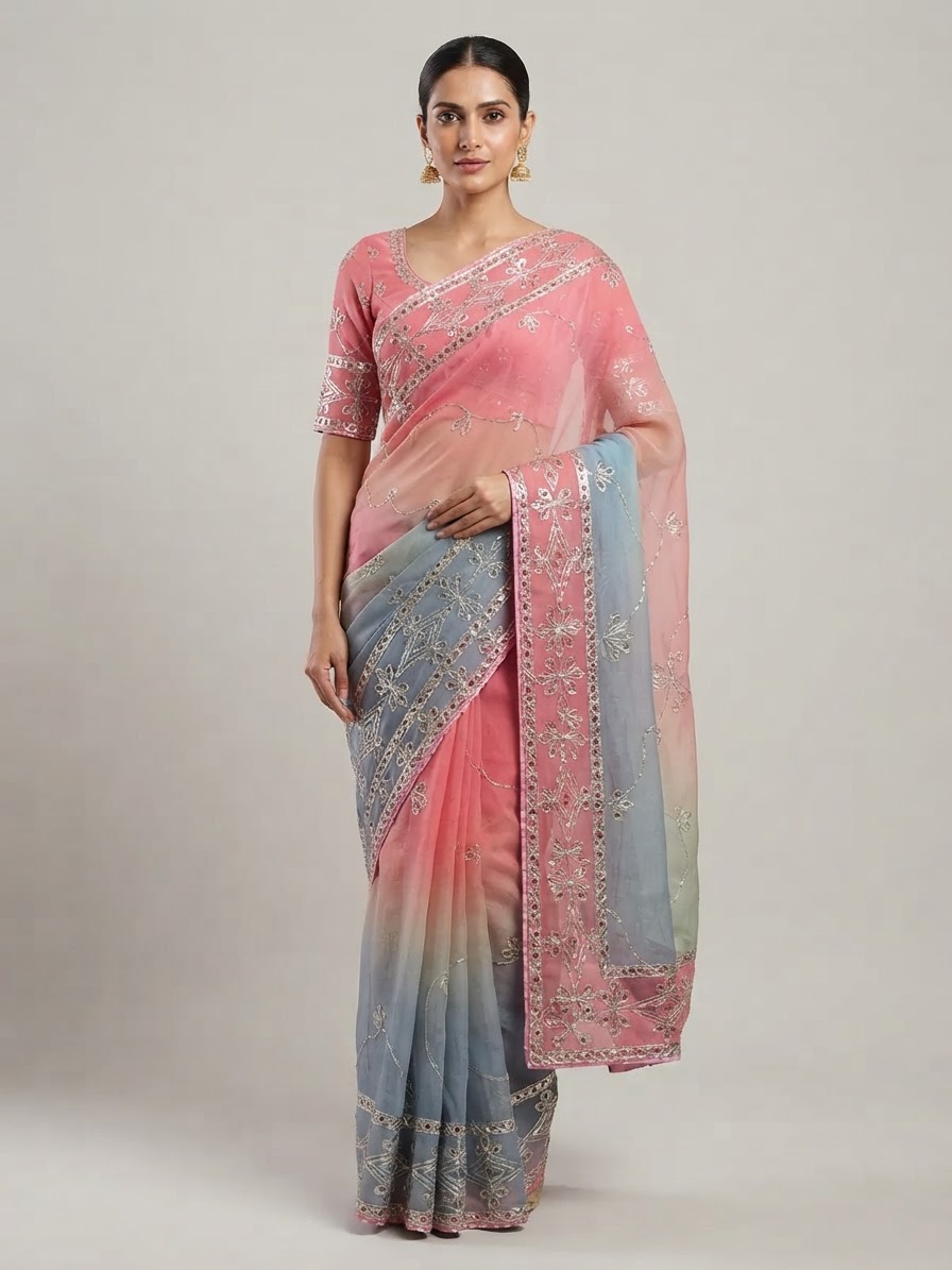 Bandhani Saree — Model — front view