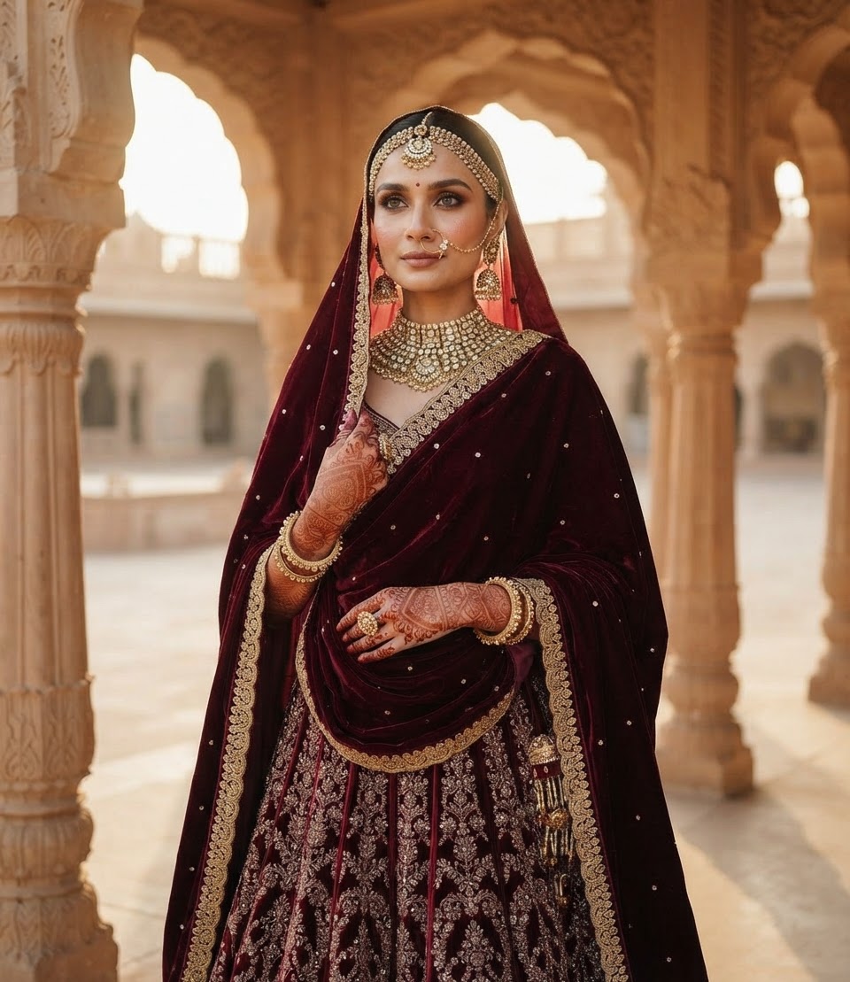 Indian bride wearing it · Palace courtyard
