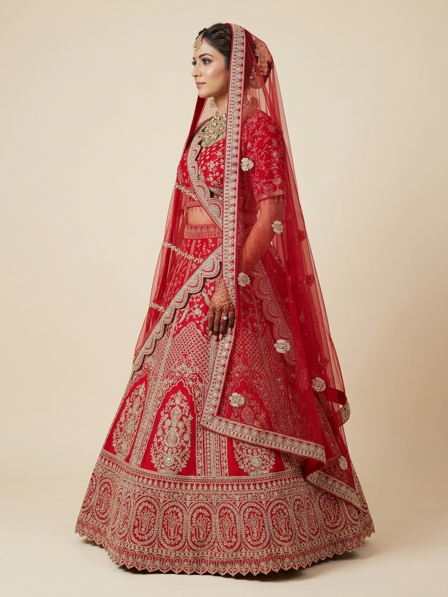 Bridal Lehnga — Model — left side view