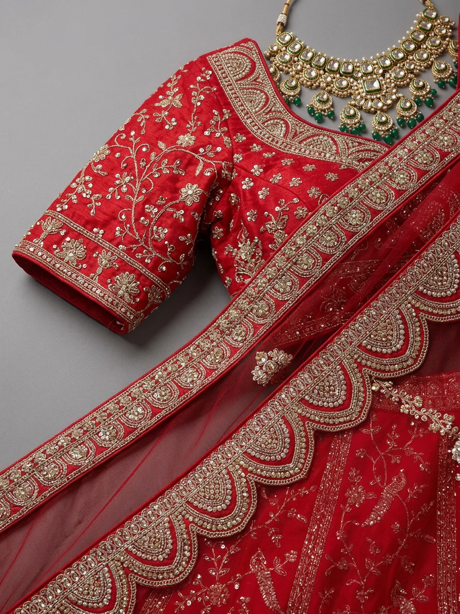 Bridal Lehnga — Macro — work close-up