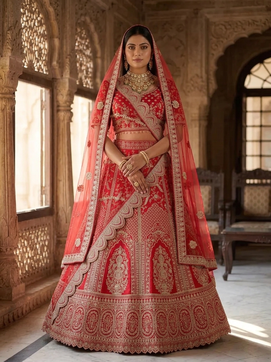 Bridal Lehnga — Indian bride wearing it · Heritage haveli