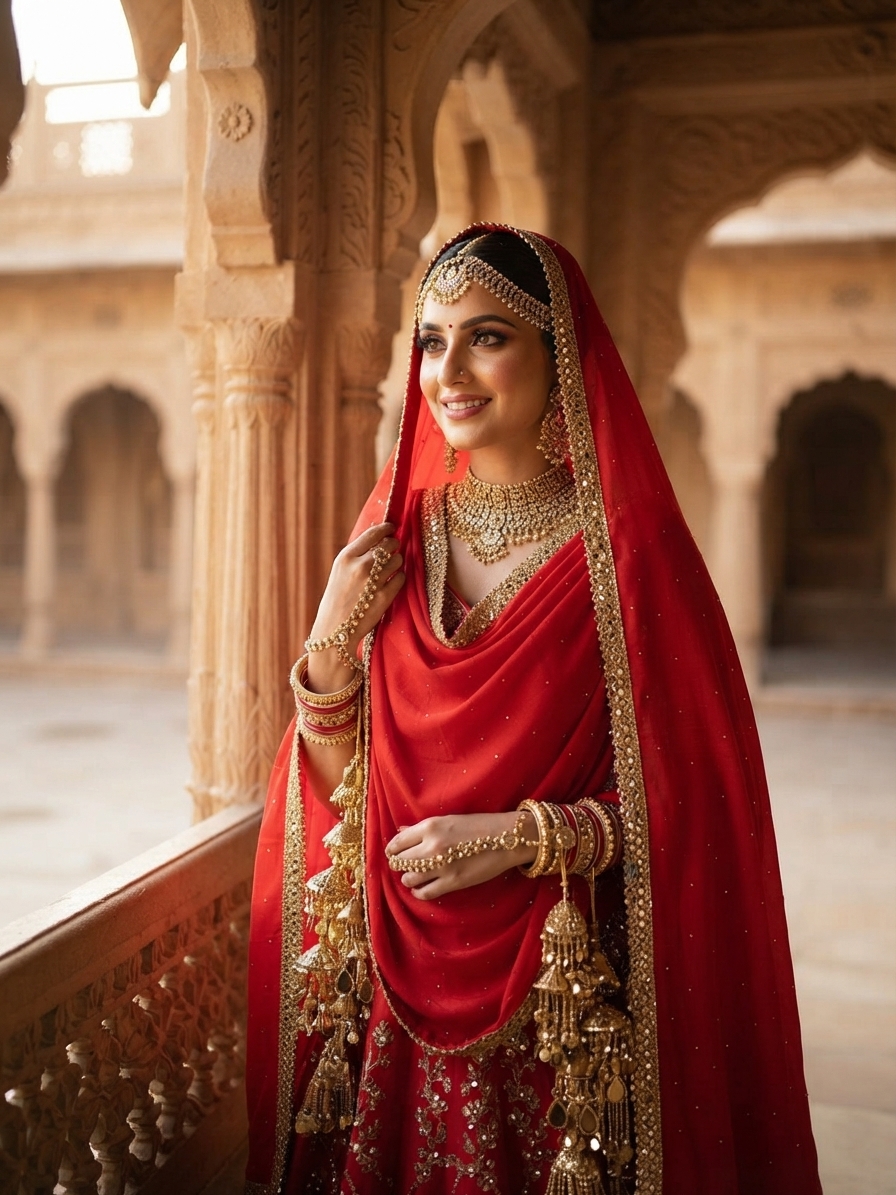 Indian bride wearing it · Heritage haveli