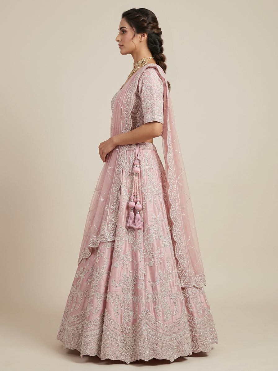 Bridal Lehnga — Model — left side view
