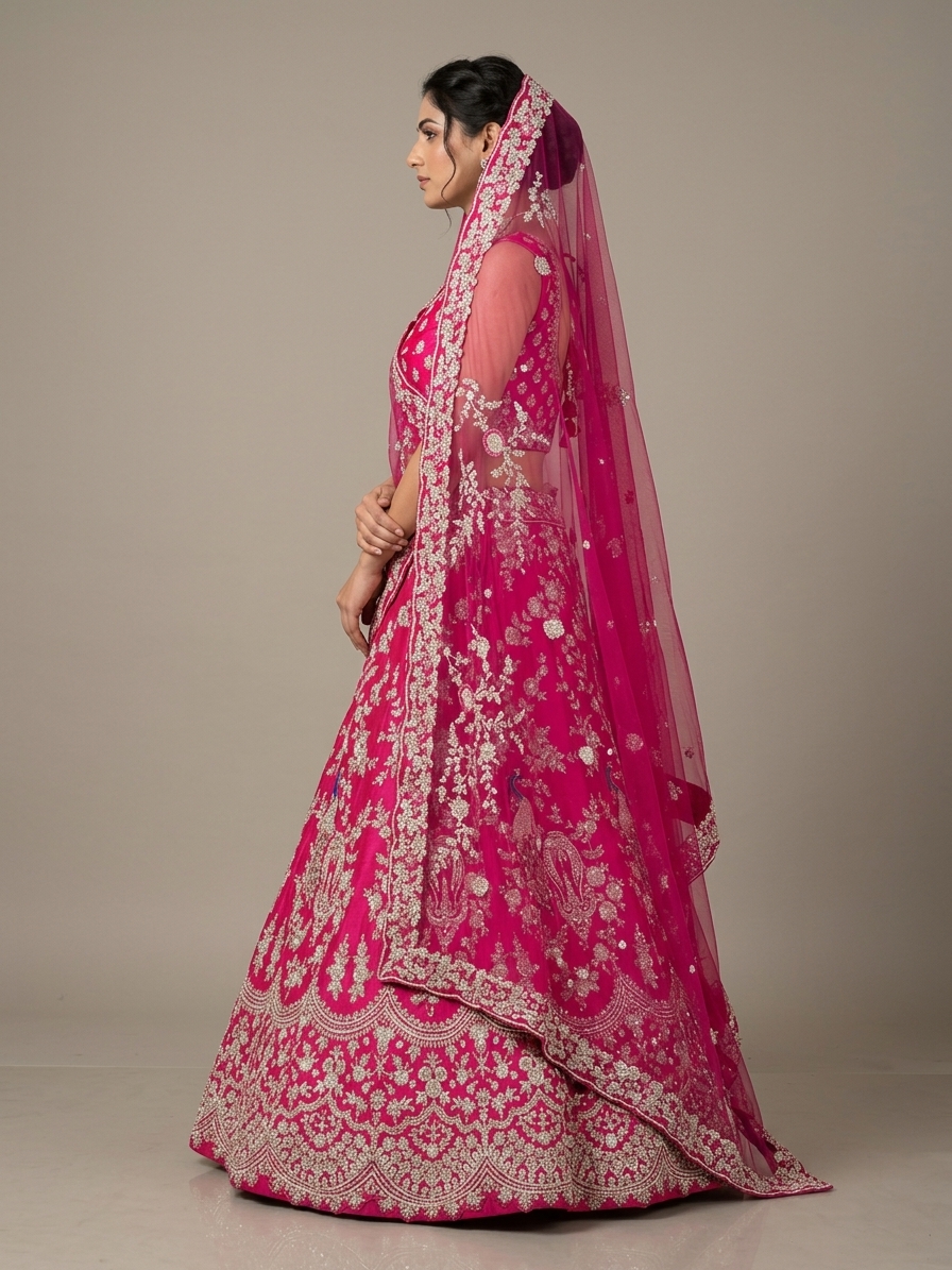Bridal Lehnga - Sartaj -1 — Model — left side view