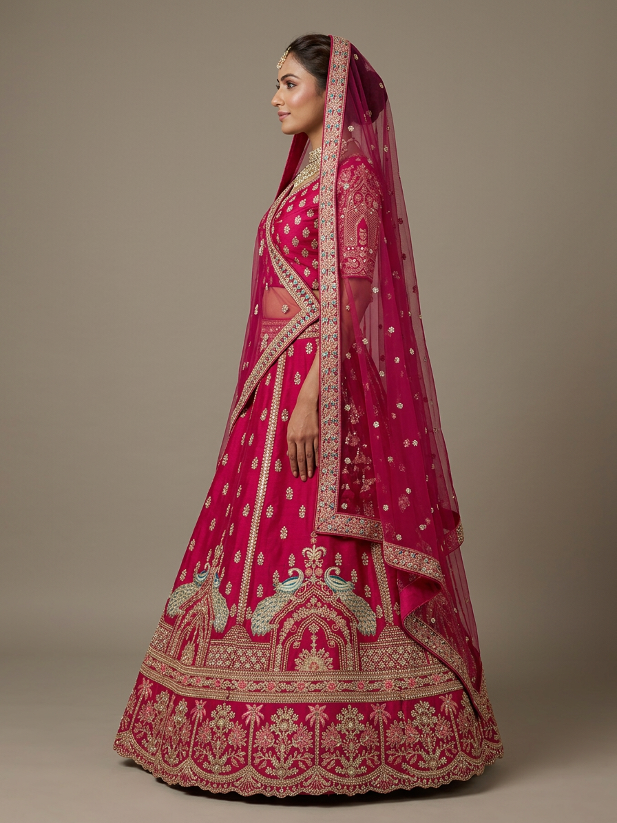 Bridal Lehnga — Model — left side view