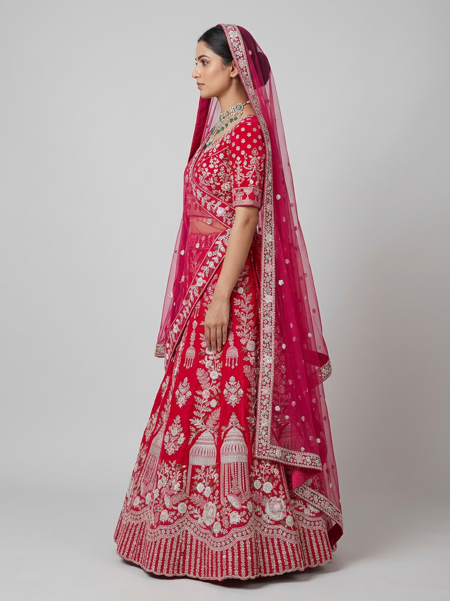 Bridal Lehnga — Model — left side view