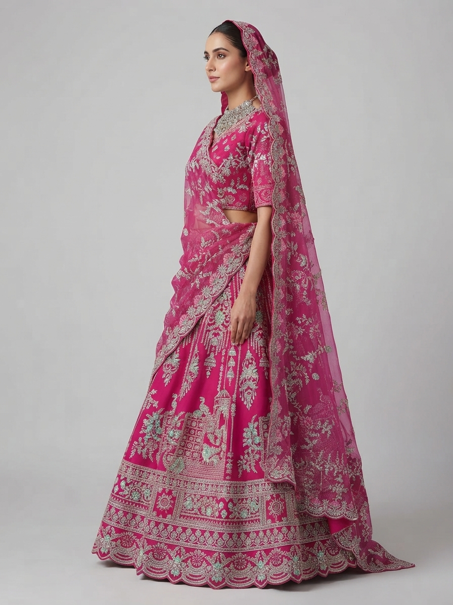Bridal Lehnga - Sartaj -7 — Model — left side view