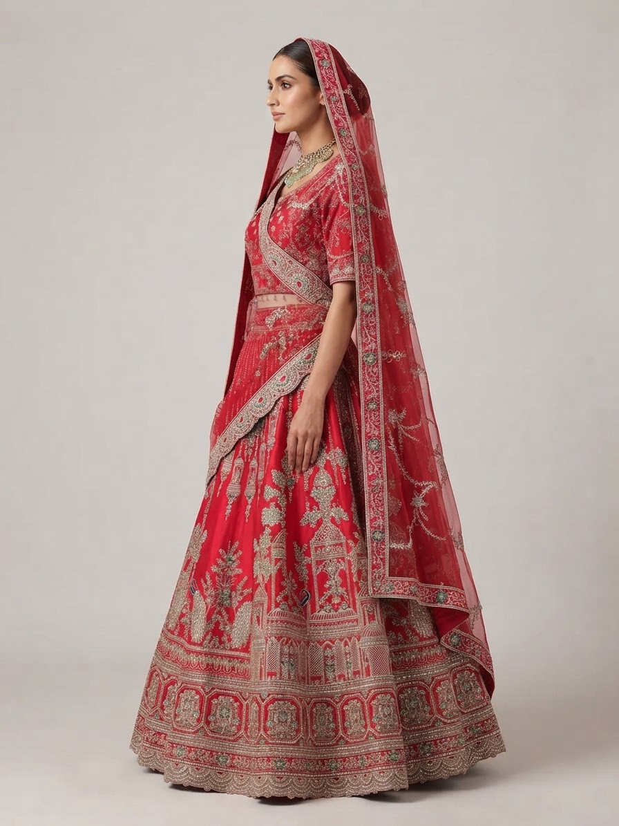 Bridal Lehnga — Model — left side view