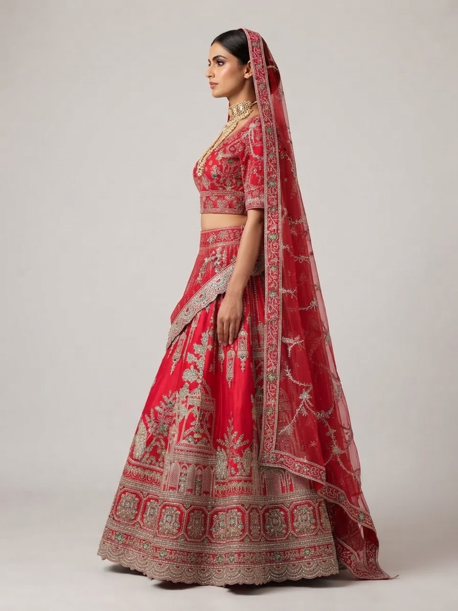 Bridal Lehnga — Model — right side view