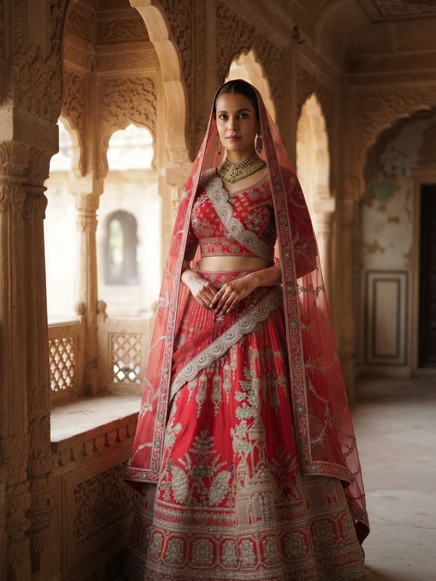 Bridal Lehnga — Indian bride wearing it · Heritage haveli