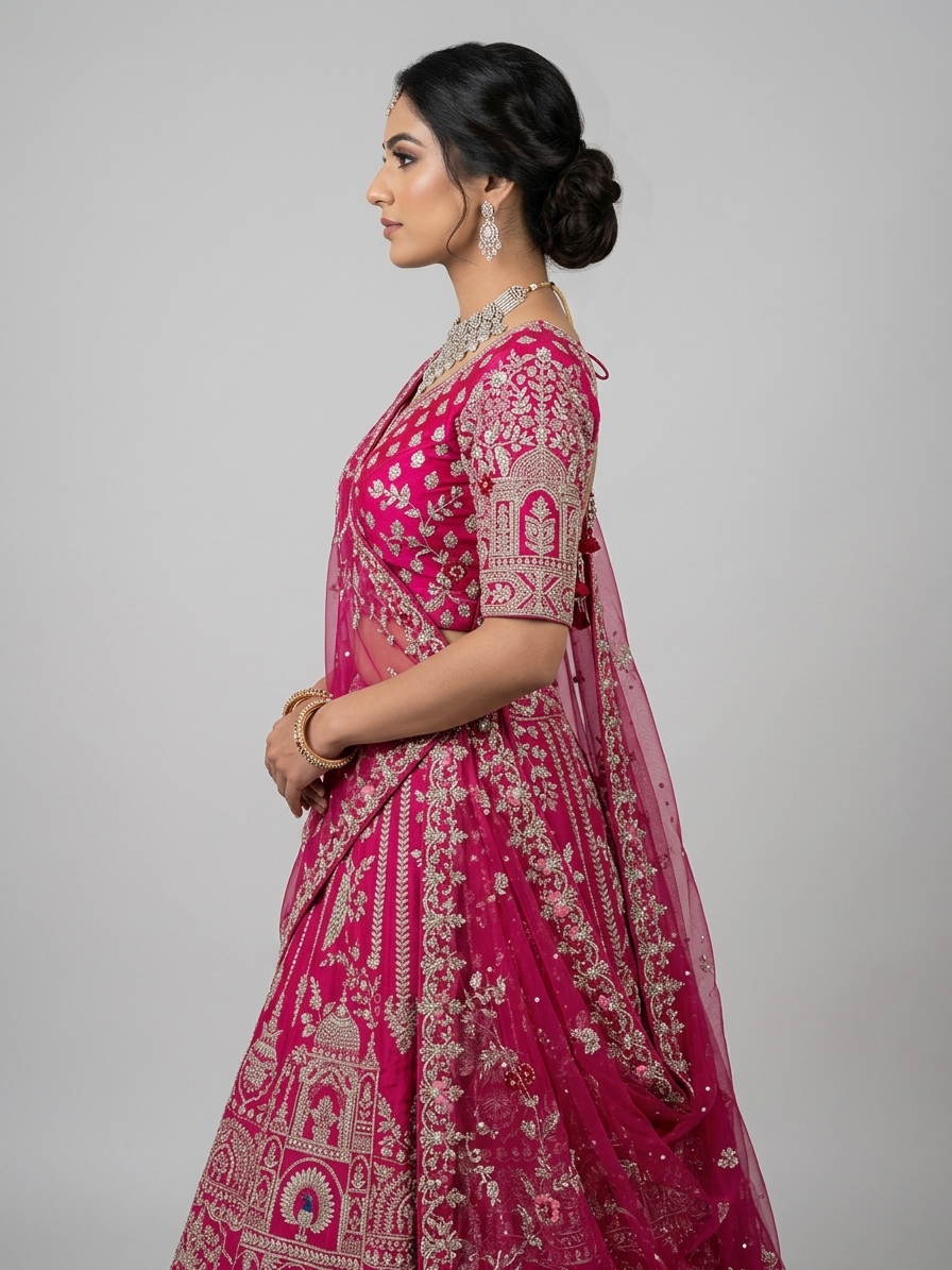 Bridal Lehnga - Sartaj -12 — Model — left side view