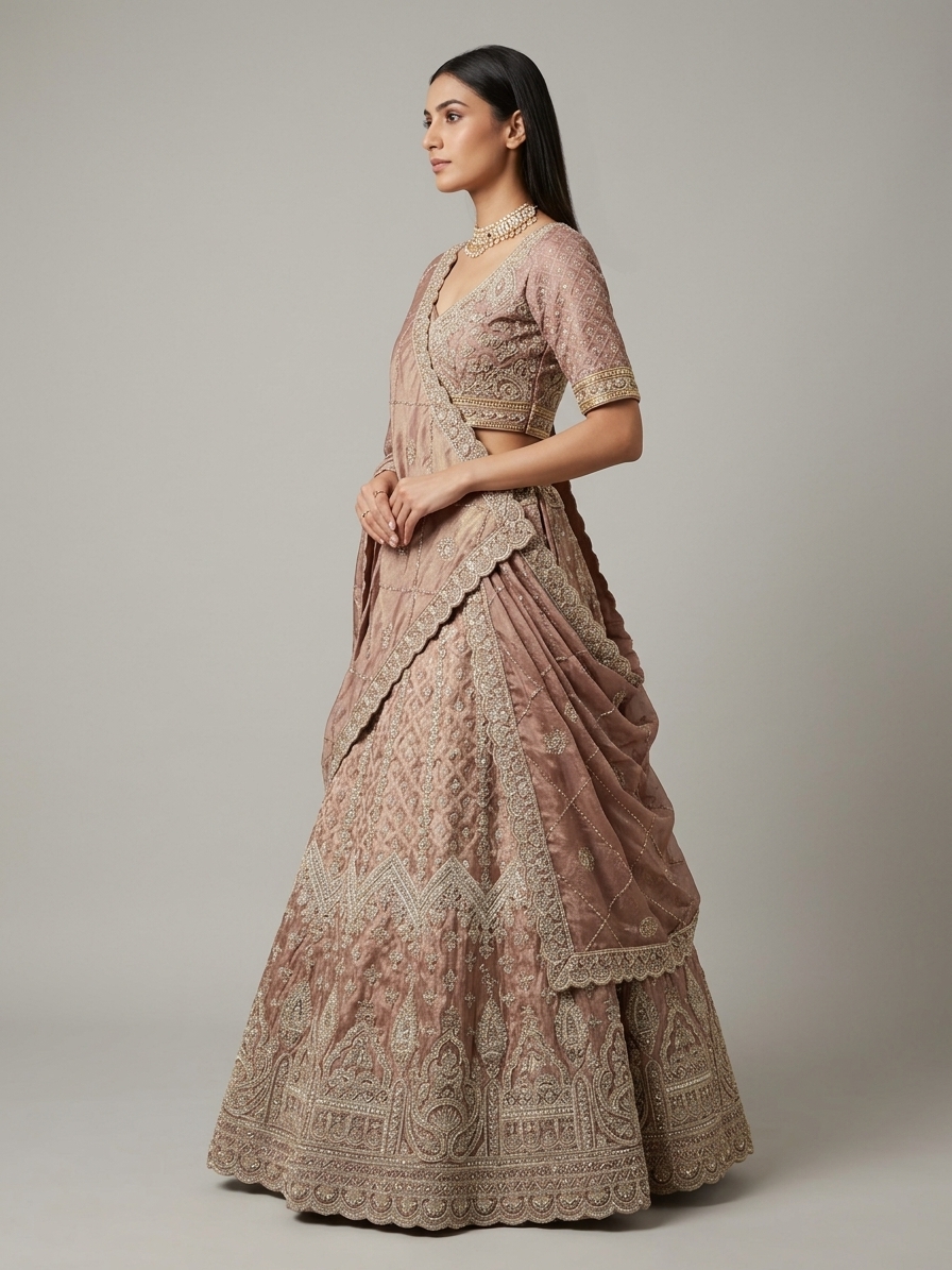 Bridal Lehnga — Model — left side view
