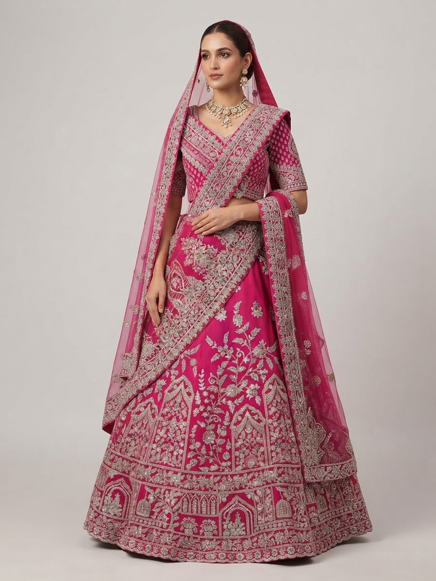 Bridal Lehnga - Roshan Zari - 1 — Model — front view