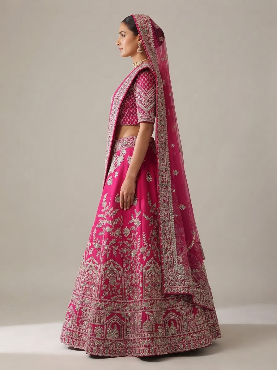 Bridal Lehnga - Roshan Zari - 1 — Model — left side view