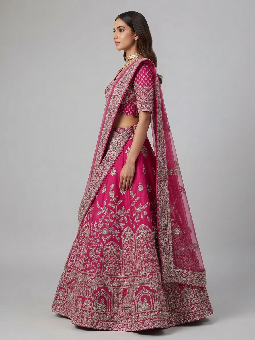 Bridal Lehnga - Roshan Zari - 1 — Model — right side view