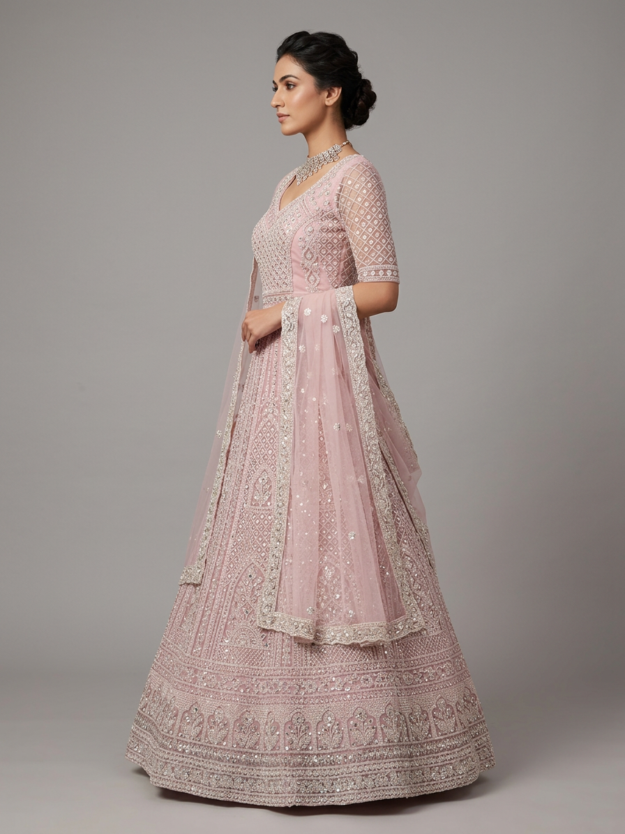 Bridal Lehnga — Model — left side view