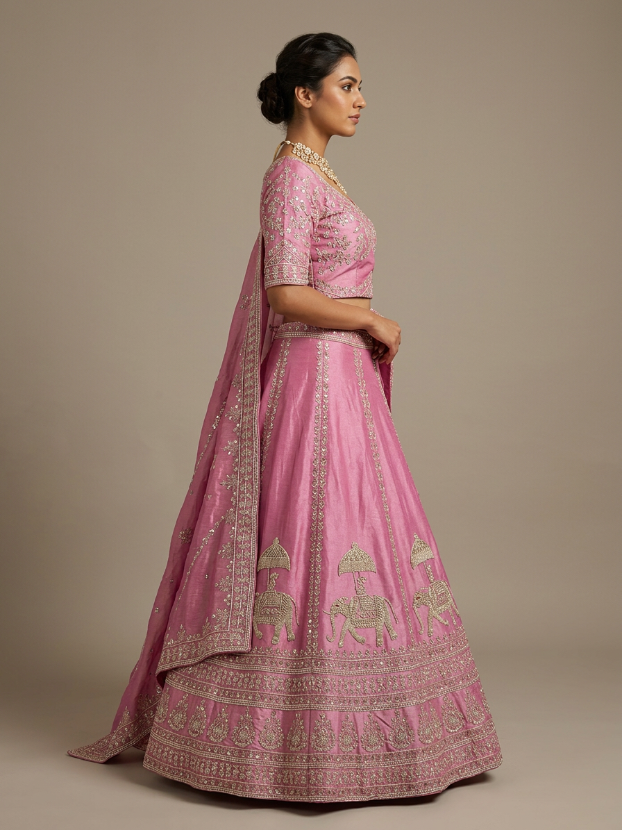 Bridal Lehnga - Anas - 1412 — Model — right side view