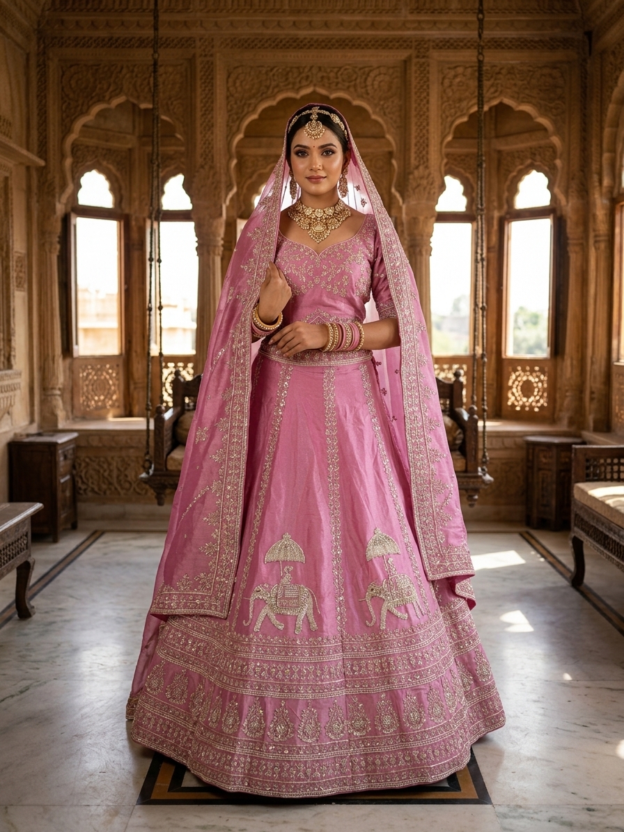 Bridal Lehnga - Anas - 1412 — Indian bride wearing it · Heritage haveli