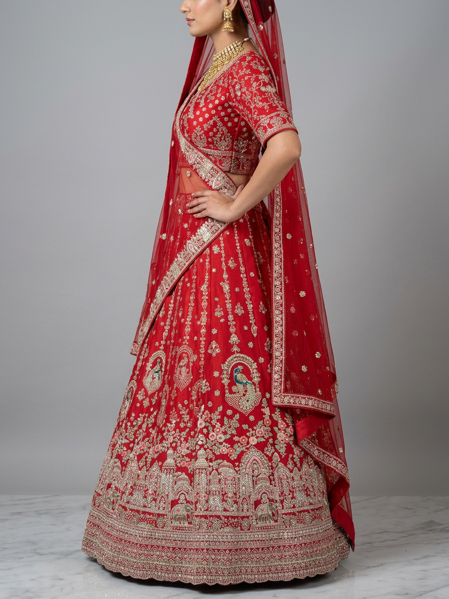 Bridal Lehnga — Model — left side view