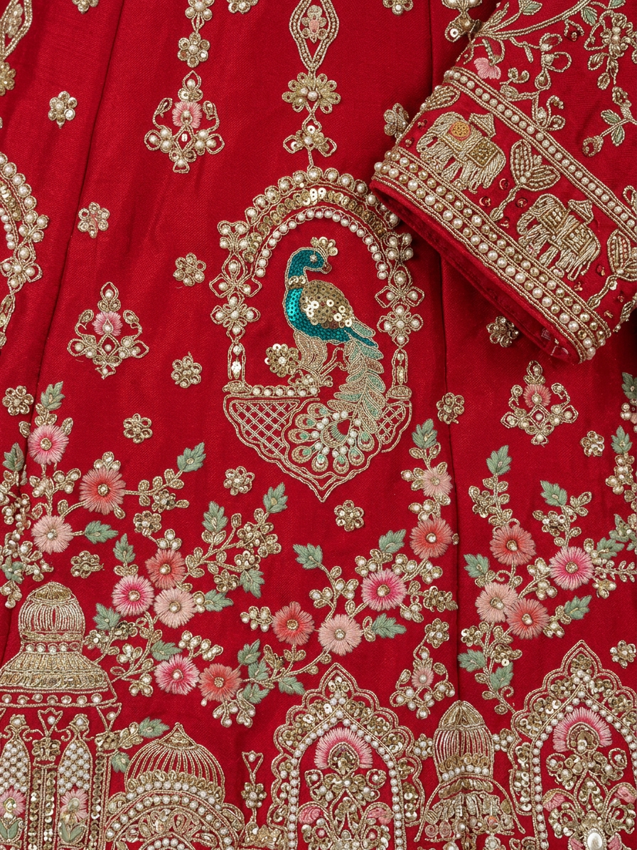 Bridal Lehnga — Macro — work close-up