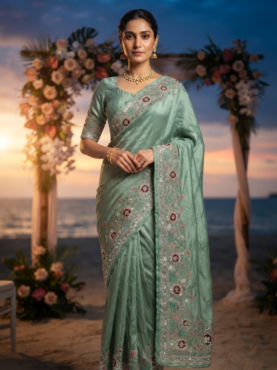 Festive woman wearing it · Beach destination wedding