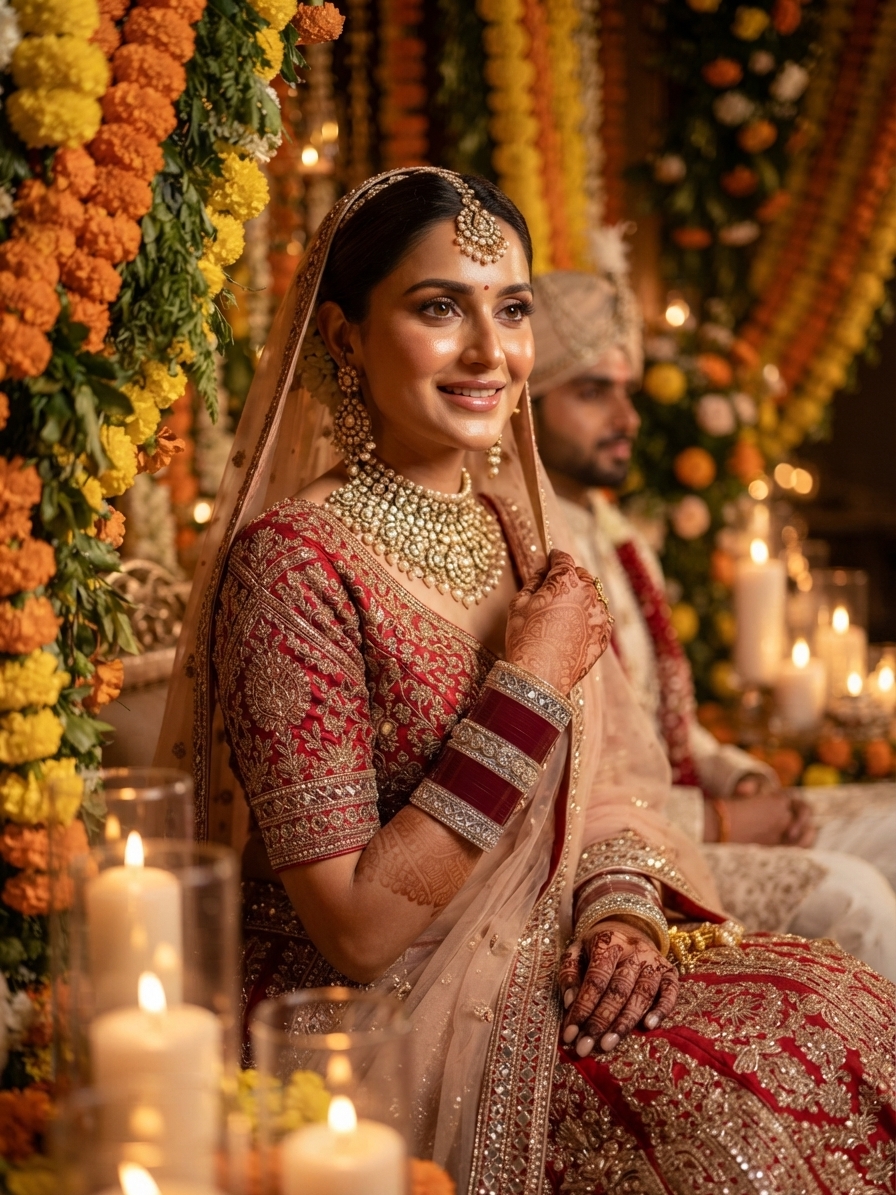Indian bride wearing it · Wedding mandap