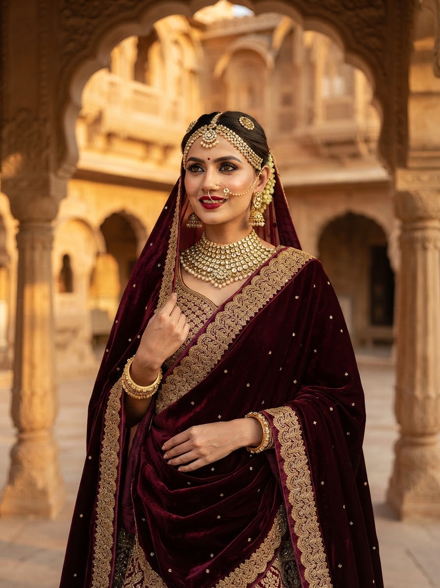 Indian bride wearing it · Palace courtyard