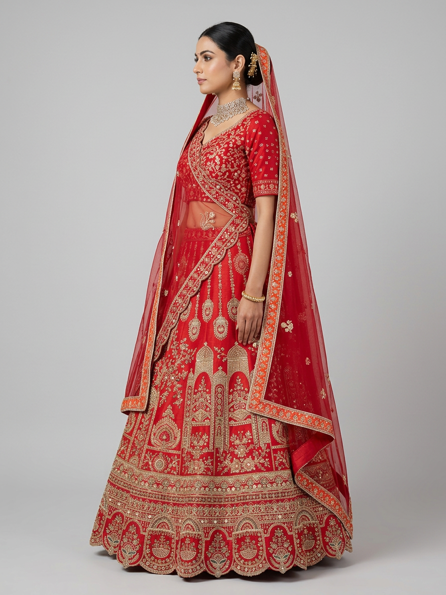 Bridal Lehnga — Model — left side view