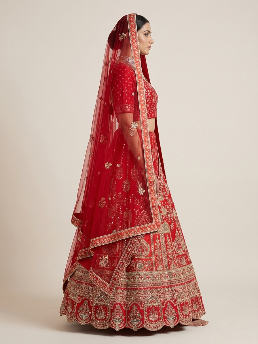 Bridal Lehnga — Model — right side view