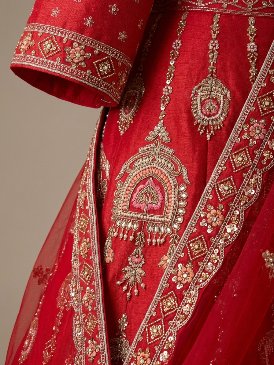 Bridal Lehnga — Fabric texture