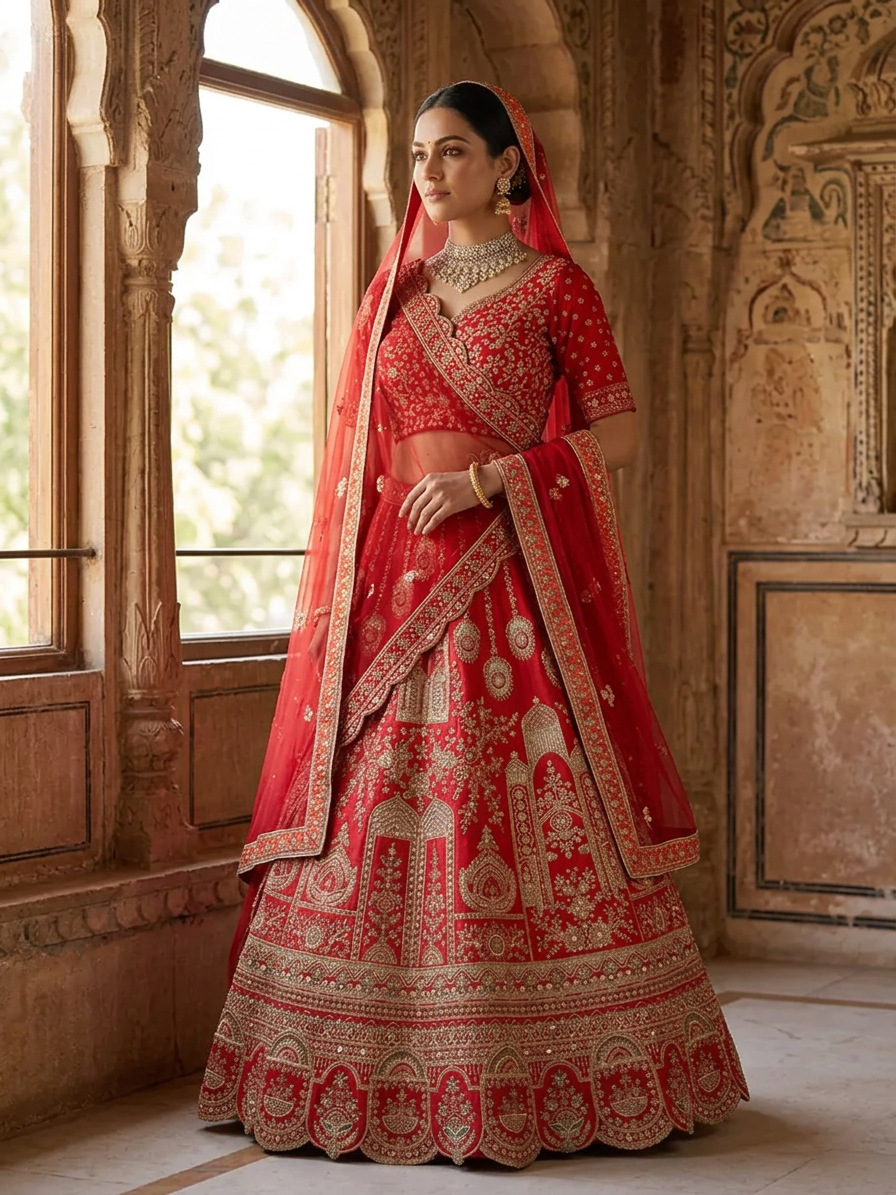 Bridal Lehnga — Indian bride wearing it · Heritage haveli