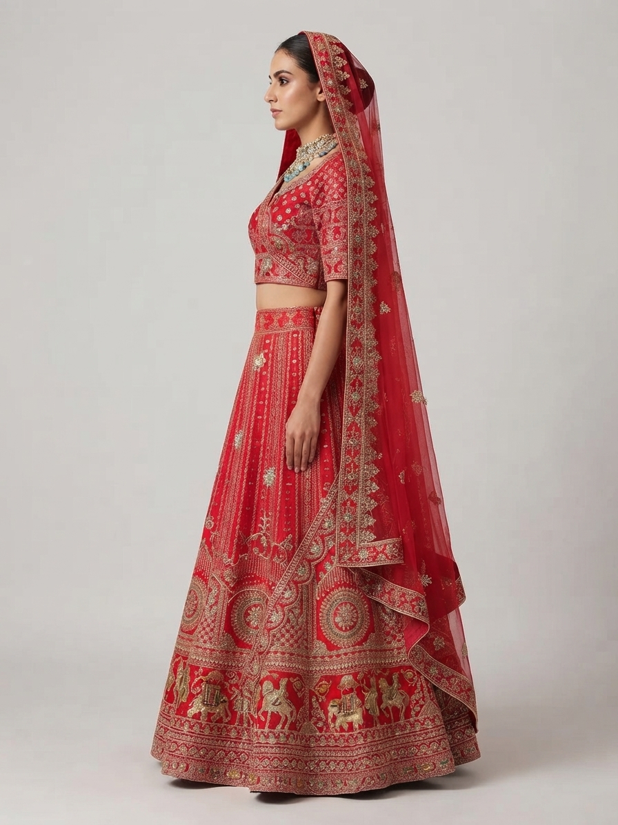 Bridal Lehnga — Model — left side view