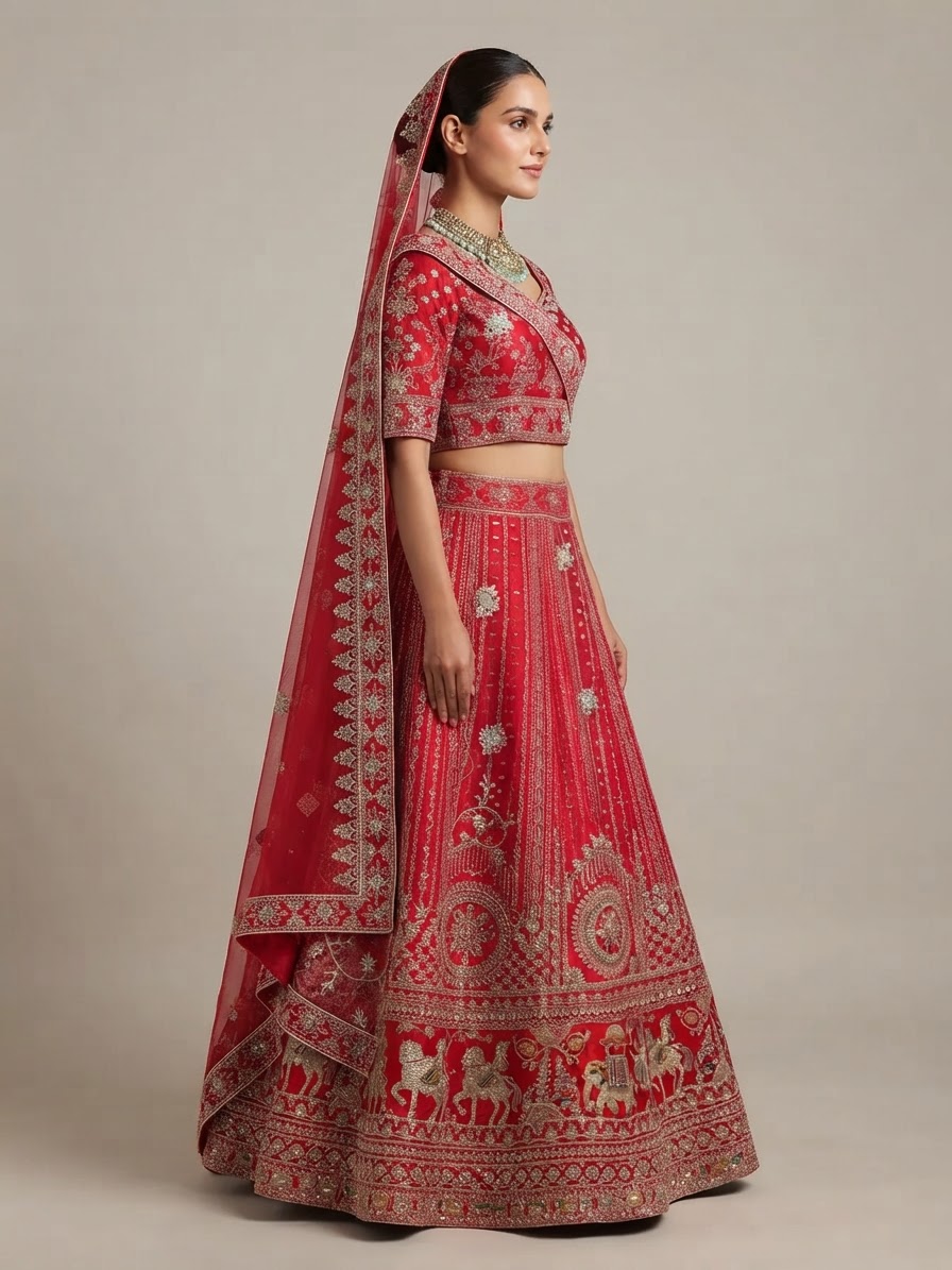 Bridal Lehnga — Model — right side view