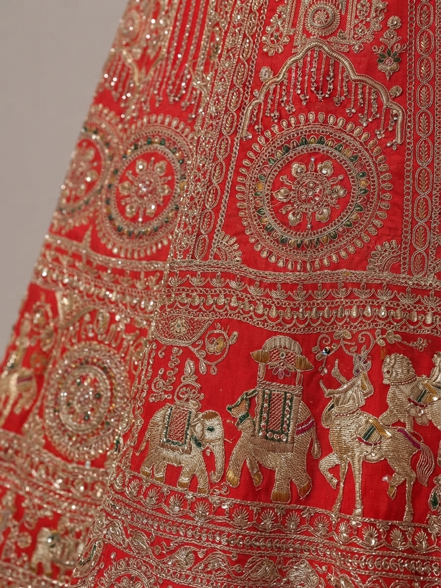 Bridal Lehnga — Macro — work close-up