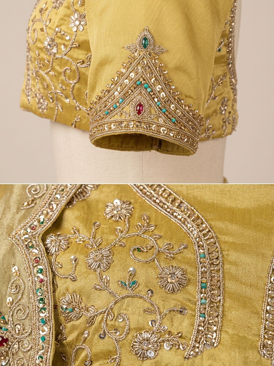 Bridal Lehnga — Macro — work close-up
