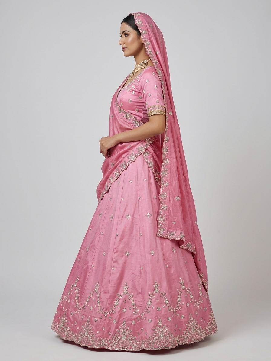 Bridal Lehnga - Anas - 1422 — Model — right side view