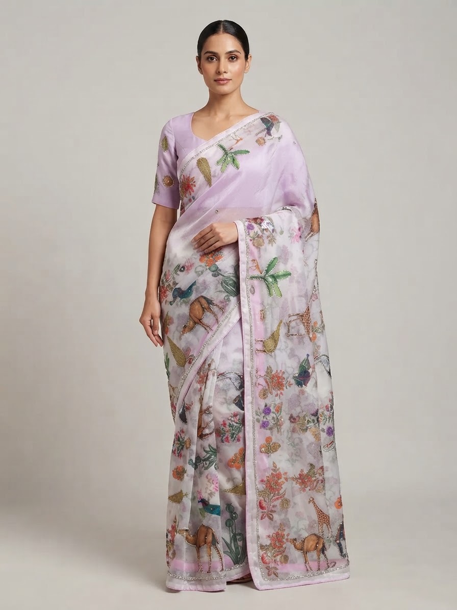 Bandhani Saree — Model — front view