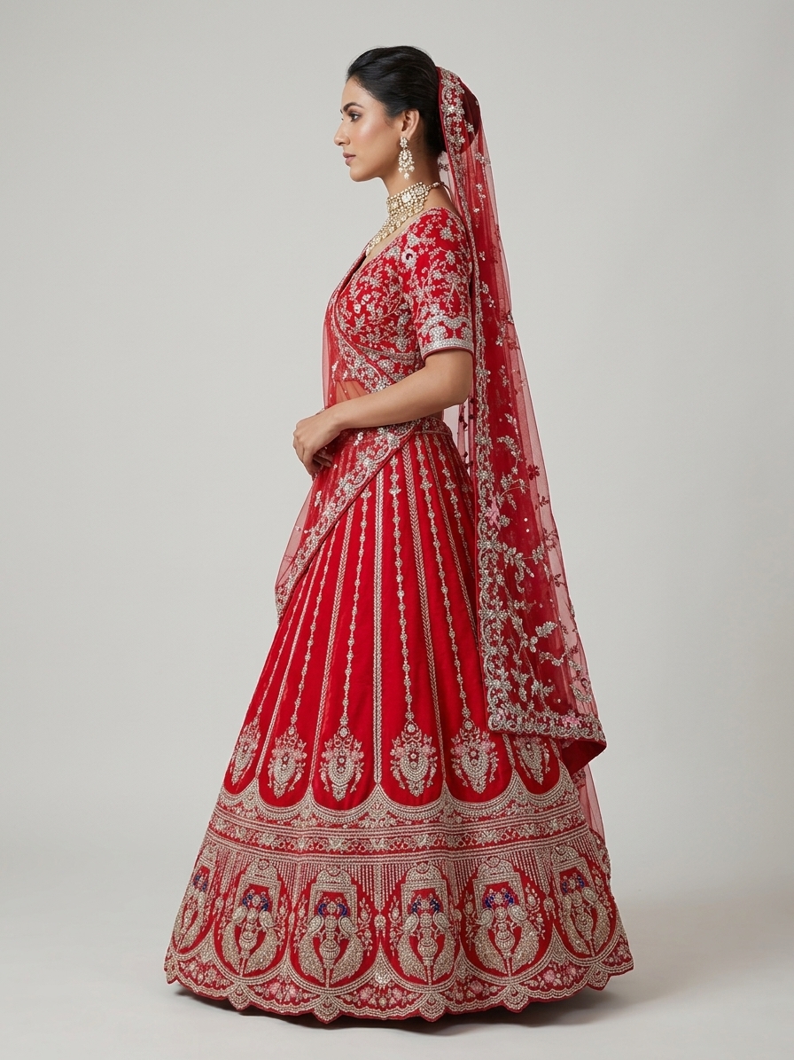 Bridal Lehnga - Sartaj -15 — Model — left side view