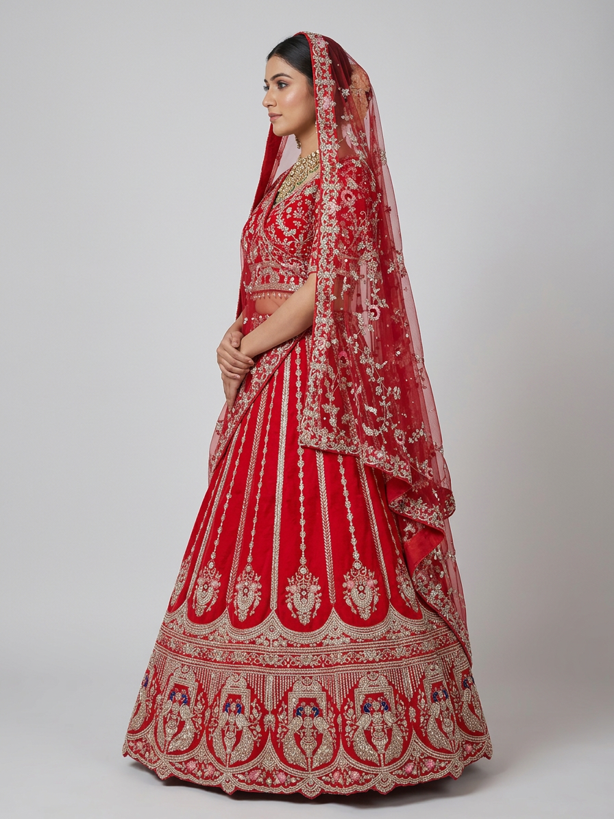 Bridal Lehnga - Sartaj -15 — Model — right side view