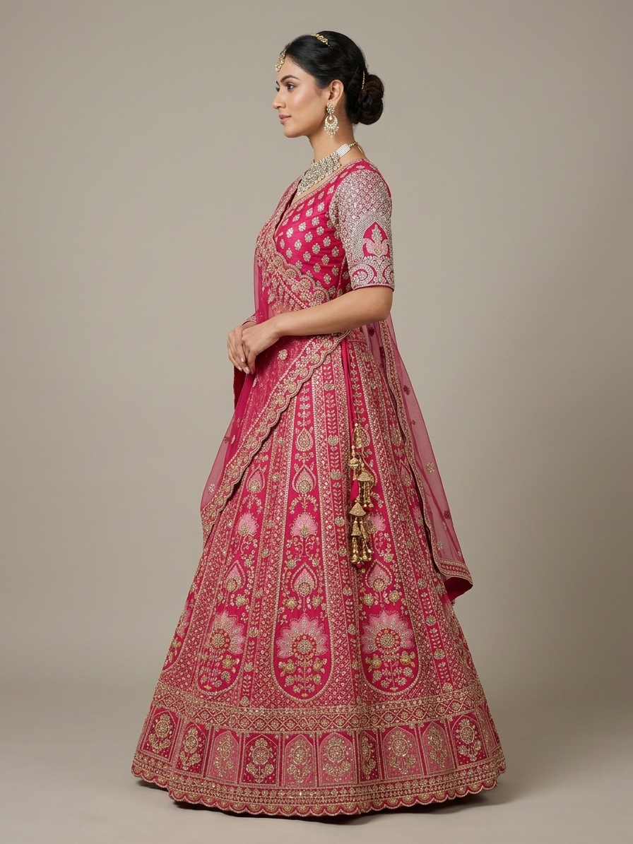 Bridal Lehnga — Model — left side view