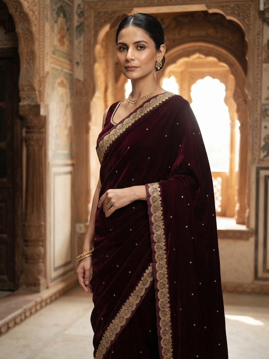 Festive woman wearing it · Heritage haveli