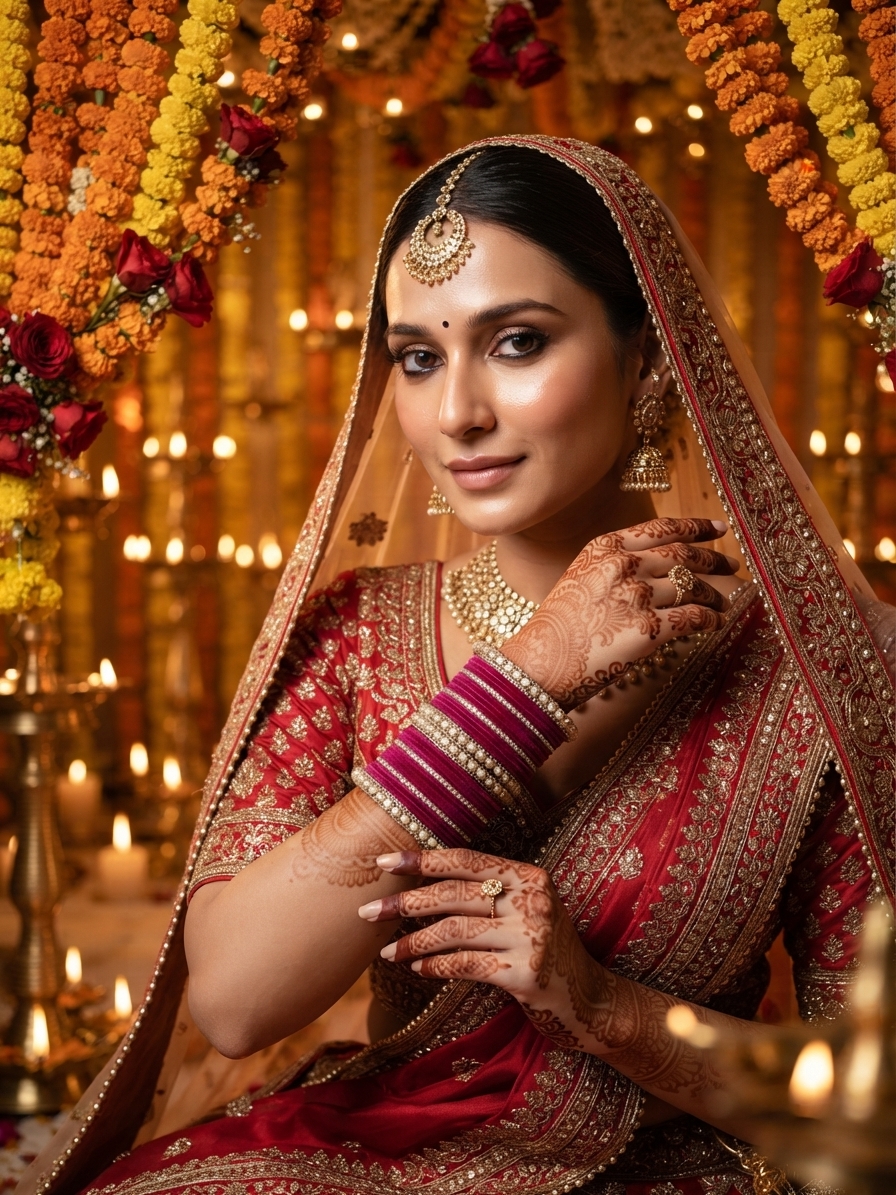 Indian bride wearing it · Wedding mandap