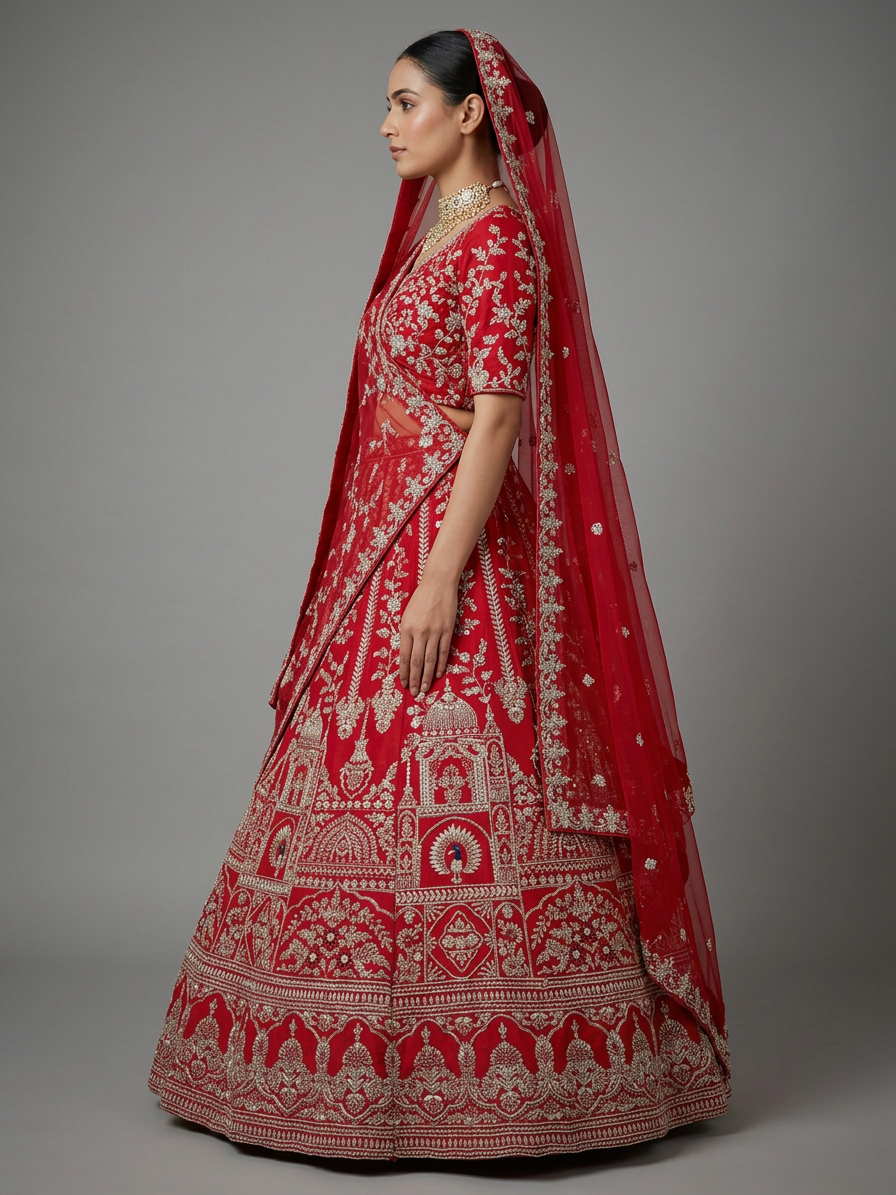 Bridal Lehnga - Sartaj -9 — Model — left side view