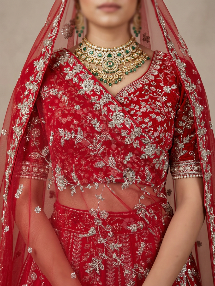 Bridal Lehnga - Sartaj -9 — Model — clothing close-up