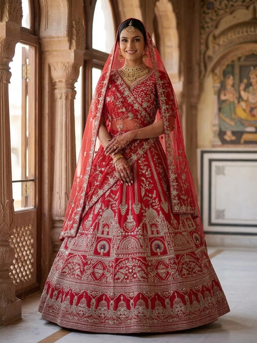 Bridal Lehnga - Sartaj -9 — Indian bride wearing it · Heritage haveli
